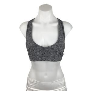 Jo+Jax Heathered Gray Scoop Neck Open Back Yoga Athletic Sports Bra Top Size L